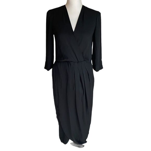 Amanda Uprichard Black Timeless Wrap Dress Size Small NWT - Picture 6 of 9